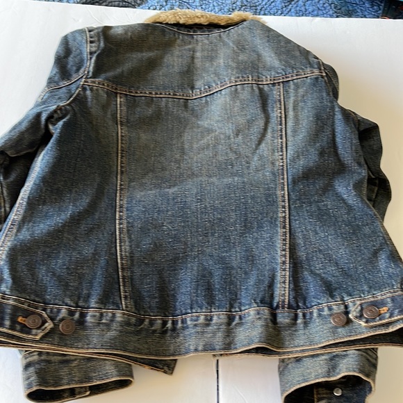 GAP Vintage Faux Fur Lined Denim Jacket Y2K - Picture 7 of 13